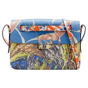 VALENTINO Garden Couture Mime floral print leather clasp flap crossbody bag.
